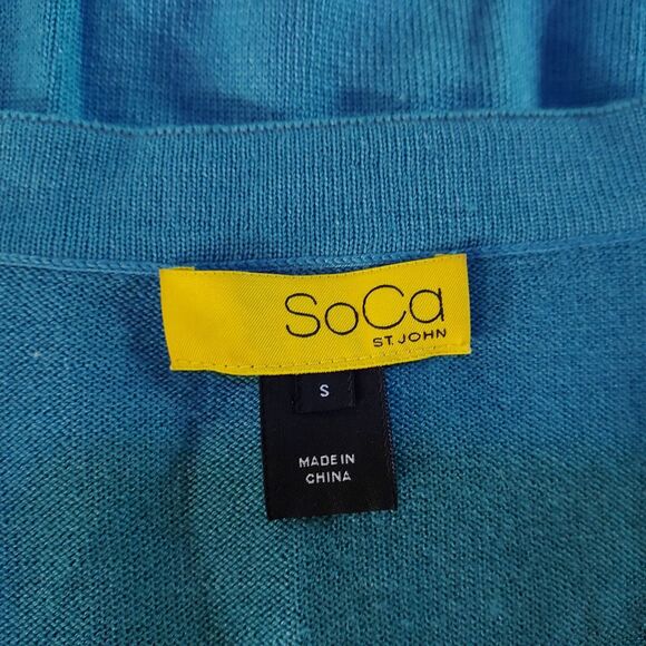 St. John SoCa Wool Silk Cashmere Blend Cardigan Women Size Small Snap Front Flaw - Picture 9 of 16